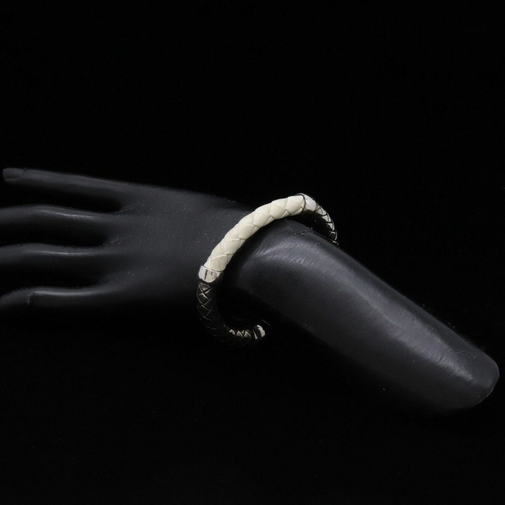 BOTTEGA VENETA Bottega Veneta Intrecciato Bracelet Bangle Silver SV925 Leather W - Picture 9 of 9